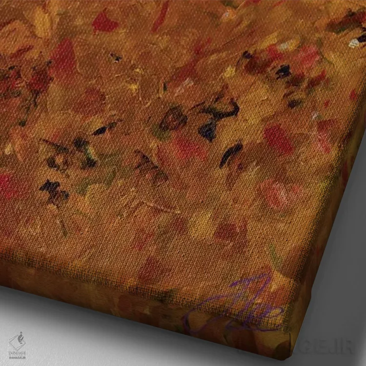 تابلو انتزاعی پاییز اثر جنی لی - نمای نزدیک بافت بوم