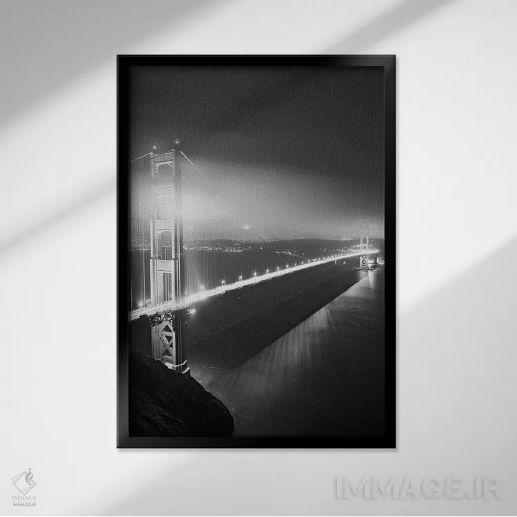 تابلو دکوراتیو California, San Francisco. Black And White Of Golden Gate Br… اثر جینز گالری - نمای قابدار مشکی