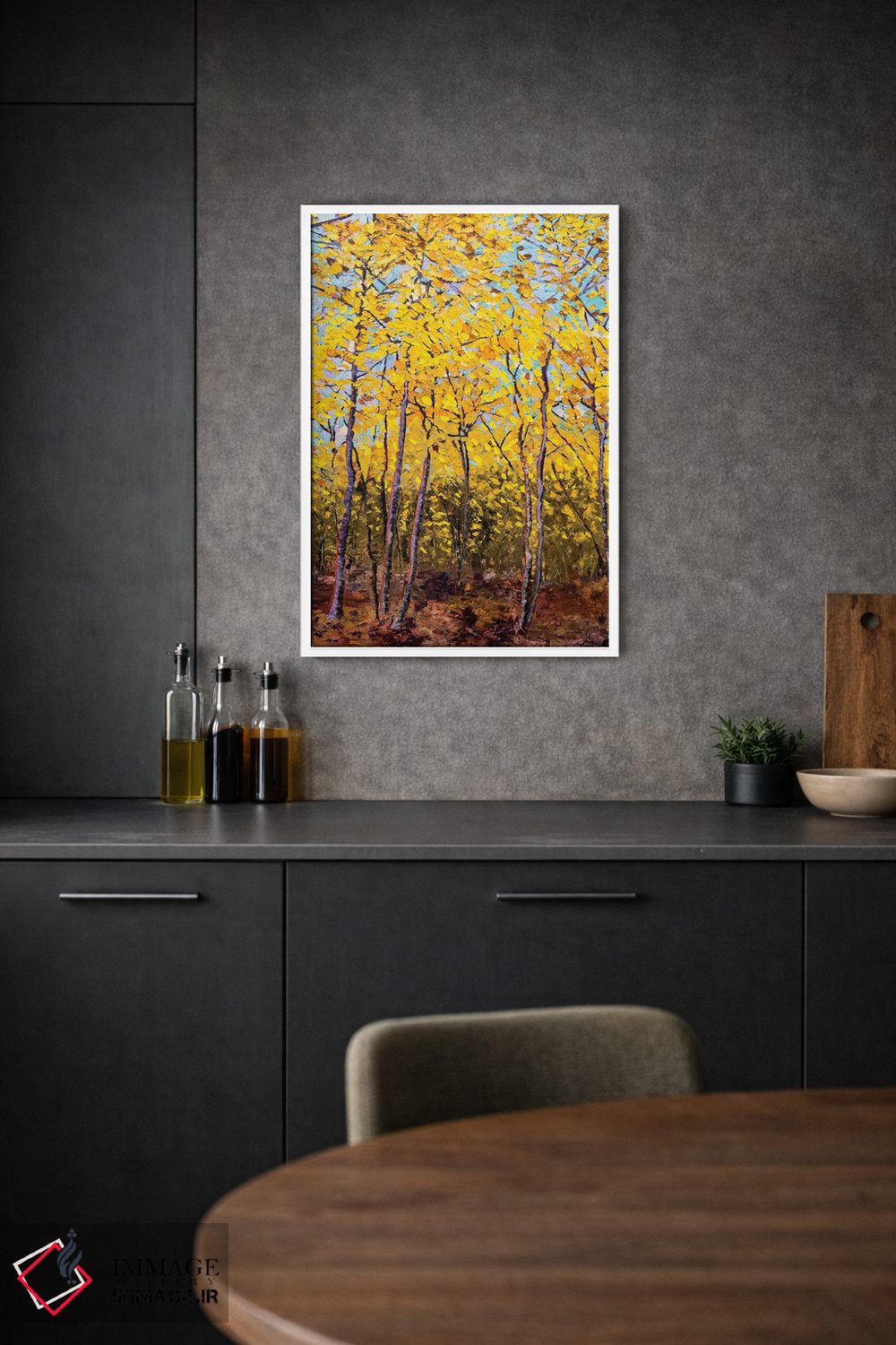 تابلو انتزاعی زرد ملایم اثر جنی لی - D1W