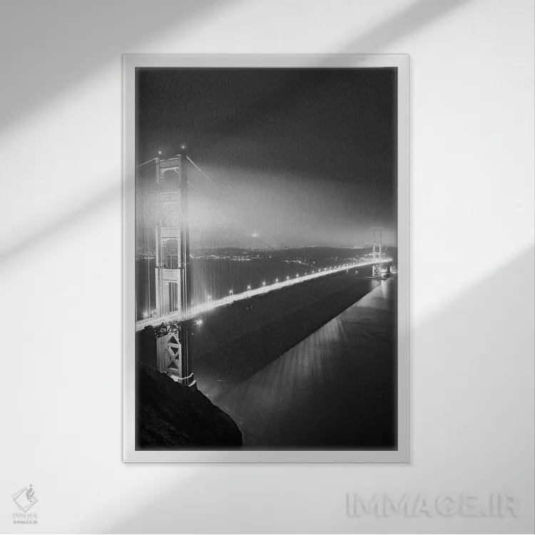 تابلو دکوراتیو California, San Francisco. Black And White Of Golden Gate Br… اثر جینز گالری - نمای قابدار سفید