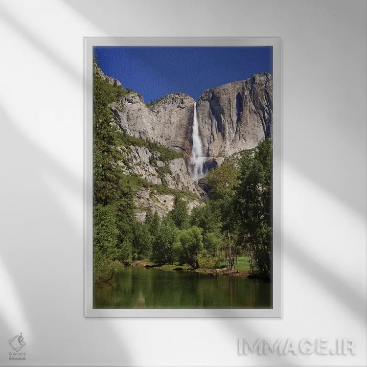 تابلو دکوراتیو California, Yosemite National Park. Yosemite Falls And Merce… اثر جینز گالری - نمای قابدار سفید
