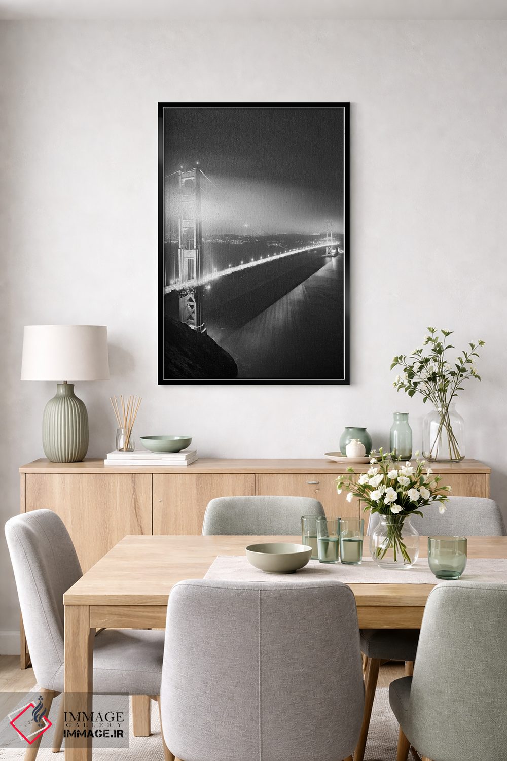 تابلو دکوراتیو California, San Francisco. Black And White Of Golden Gate Br… اثر جینز گالری - D6B