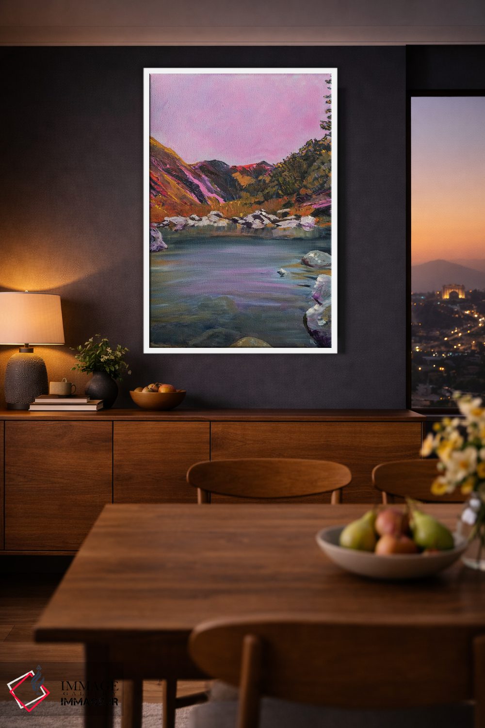 تابلو انتزاعی غروب در ویکیتاها اثر جنی لی - D3W