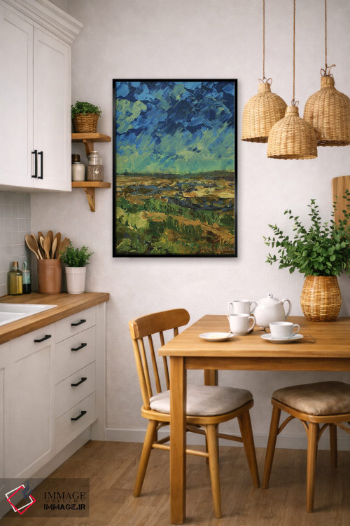 تابلو انتزاعی تپه های اخرایی اثر جنی لی - D6B