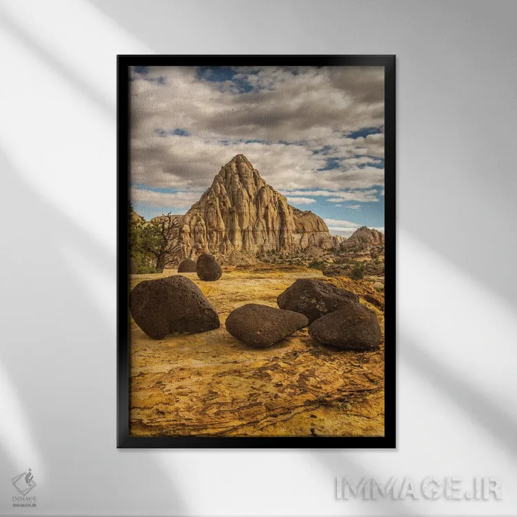 تابلو دکوراتیو Utah, Capitol Reef National Park. Pectols Pyramid in autumn.… اثر جینز گالری - نمای قابدار مشکی