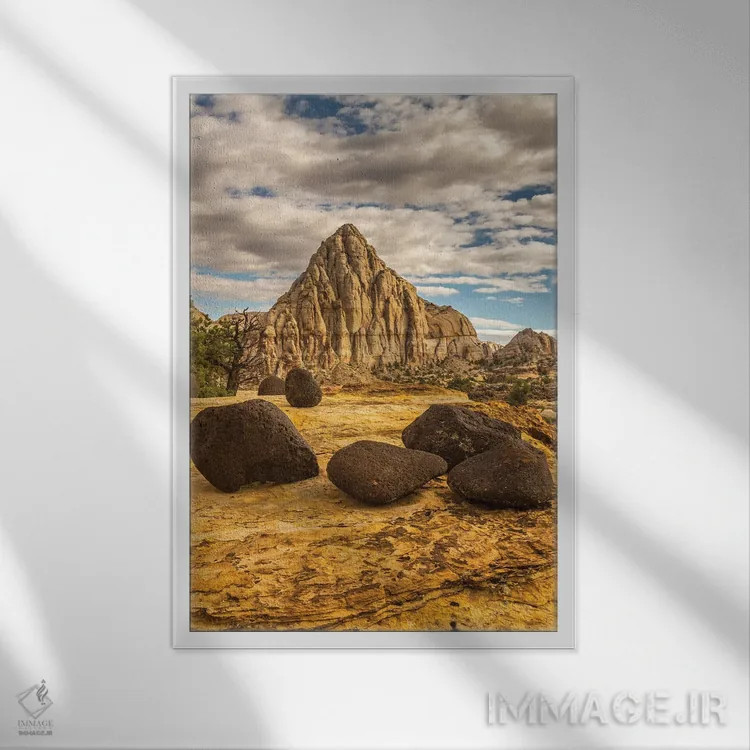 تابلو دکوراتیو Utah, Capitol Reef National Park. Pectols Pyramid in autumn.… اثر جینز گالری - نمای قابدار سفید