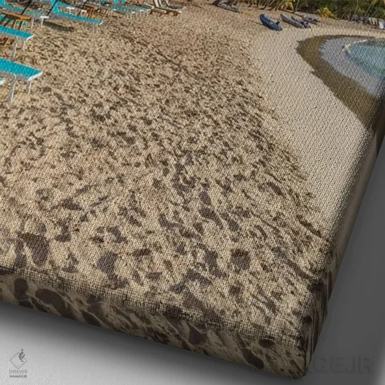 تابلو دکوراتیو Grenada, Mayreau Island. Beach umbrellas and lounge chairs.… اثر جینز گالری - نمای نزدیک بافت بوم