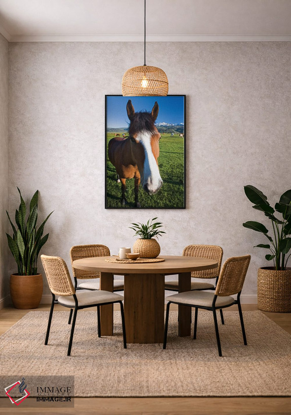 تابلو دکوراتیو California, Sierra Nevada Mountains. Curious horse in Bridge… اثر جینز گالری - D4B