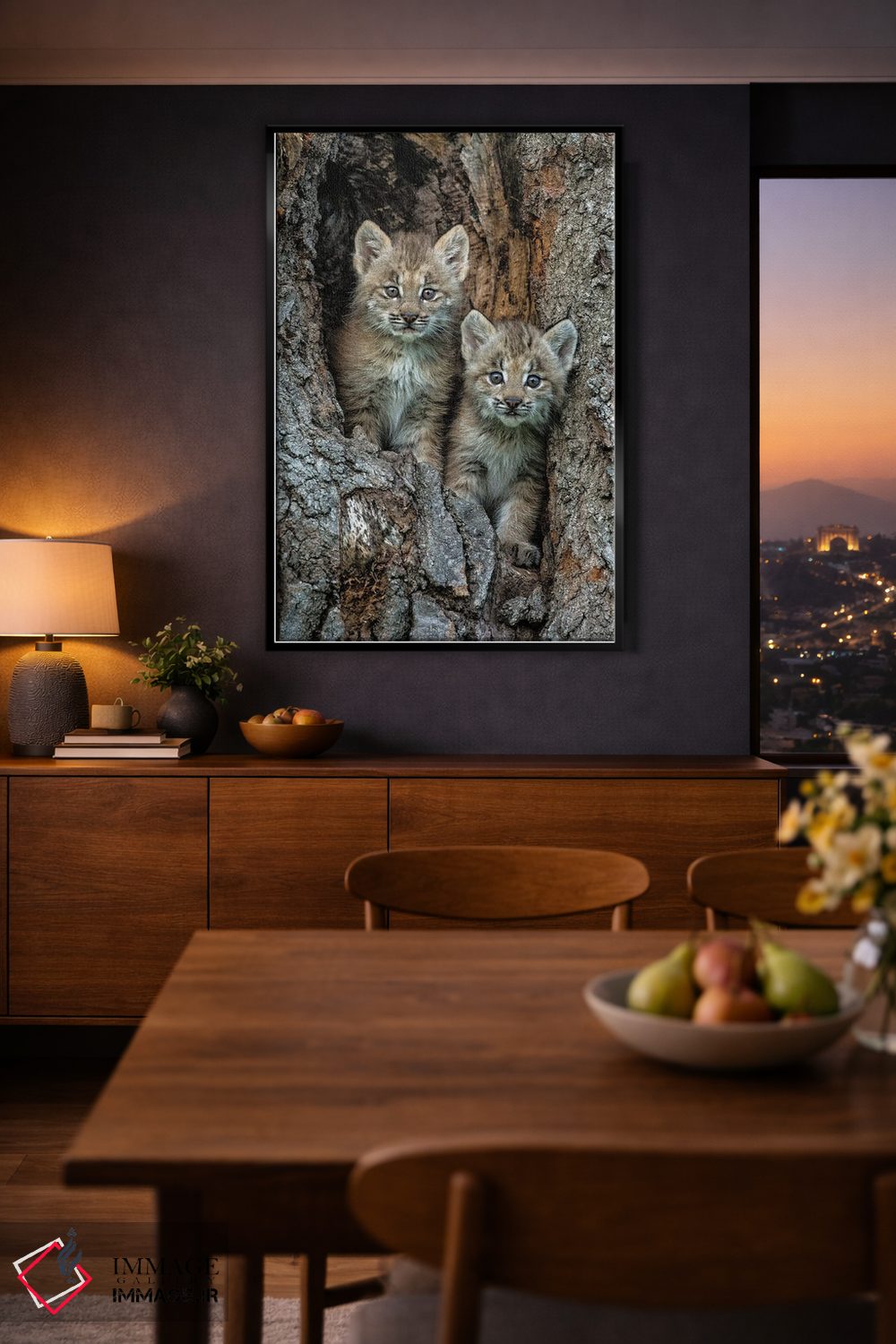 تابلو دکوراتیو Montana. Bobcat Kittens In Tree Den.,بچه گربه های وحشی در لا… اثر جینز گالری - D2B
