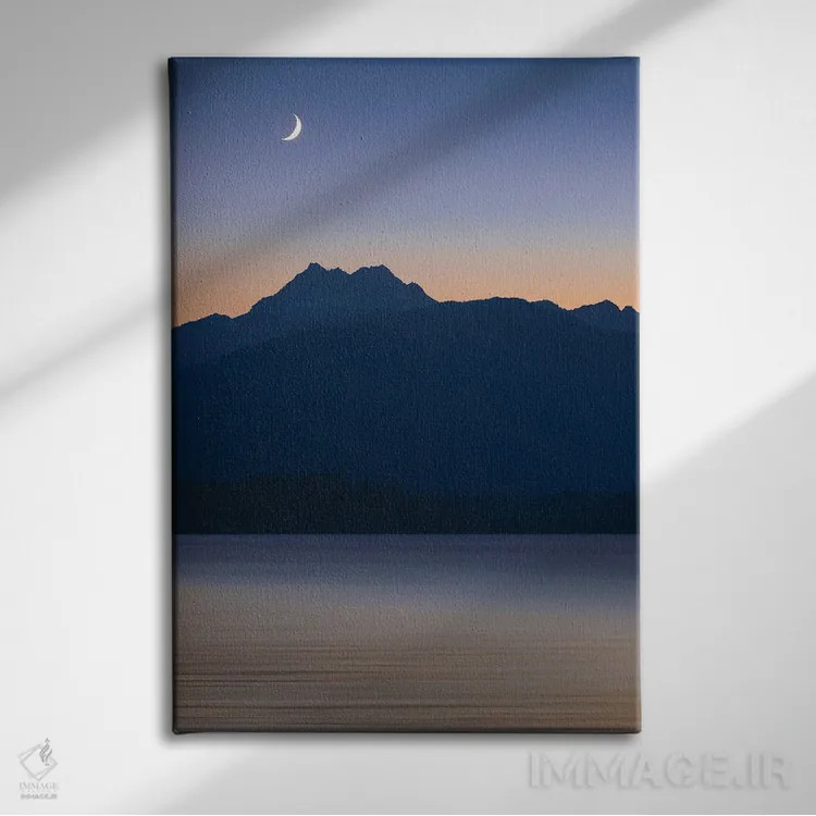 تابلو دکوراتیو Washington State, Seabeck. Crescent Moon At Sunset Over Hood… اثر جینز گالری - نمای روبهرو روی دیوار