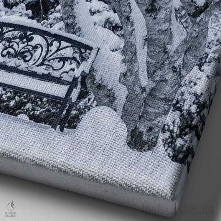 تابلو دکوراتیو Washington State, Seabeck. Snow-Covered Trees And Bench In W… اثر جینز گالری - نمای نزدیک بافت بوم