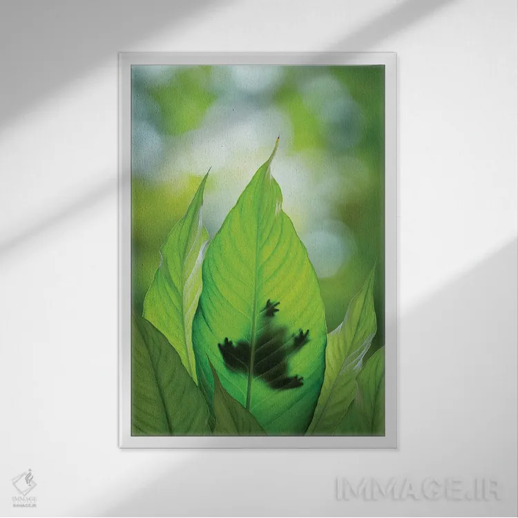 تابلو دکوراتیو Washington State, Seabeck. Composite Of Frog On Leaf.,ترکیبی… اثر جینز گالری - نمای قابدار سفید