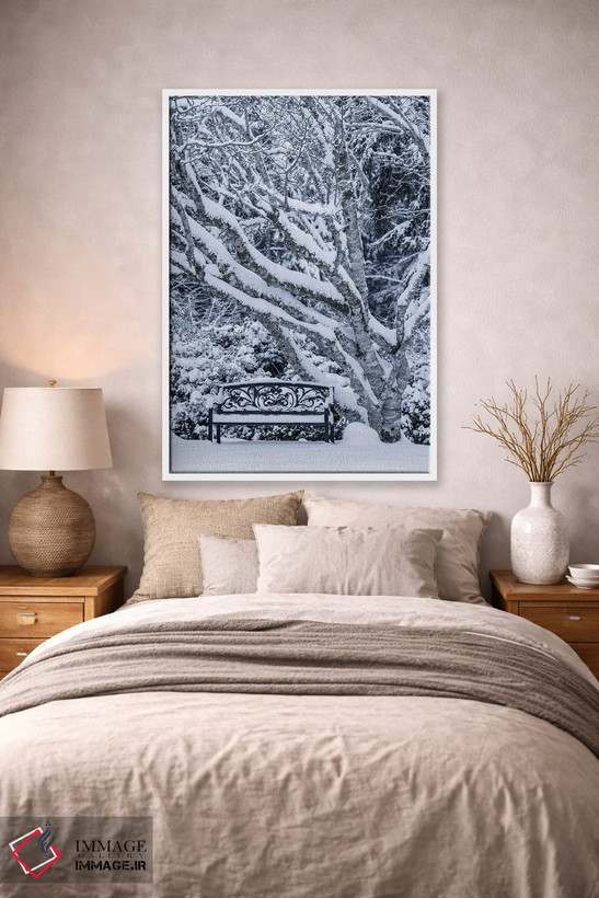 تابلو دکوراتیو Washington State, Seabeck. Snow-Covered Trees And Bench In W… اثر جینز گالری - D1W