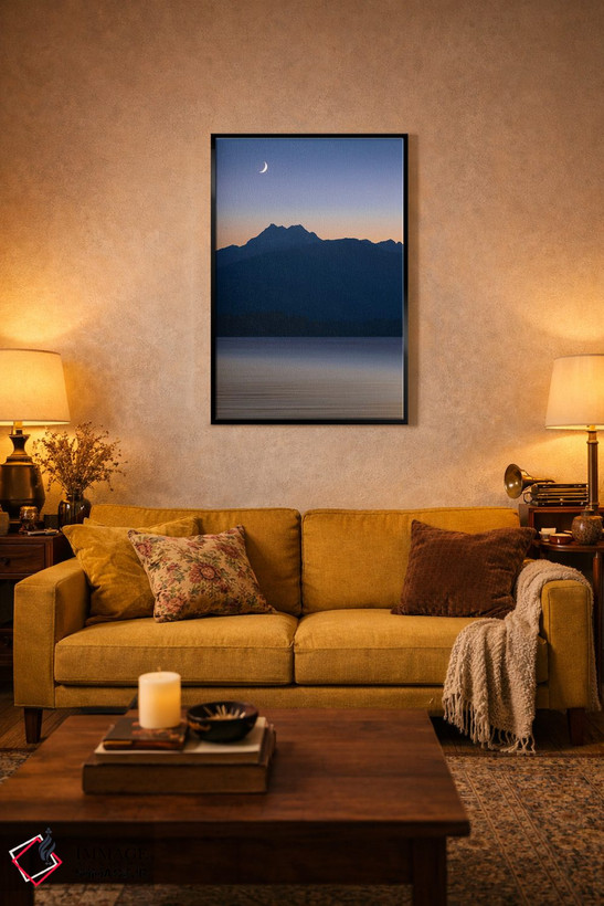 تابلو دکوراتیو Washington State, Seabeck. Crescent Moon At Sunset Over Hood… اثر جینز گالری - D4B