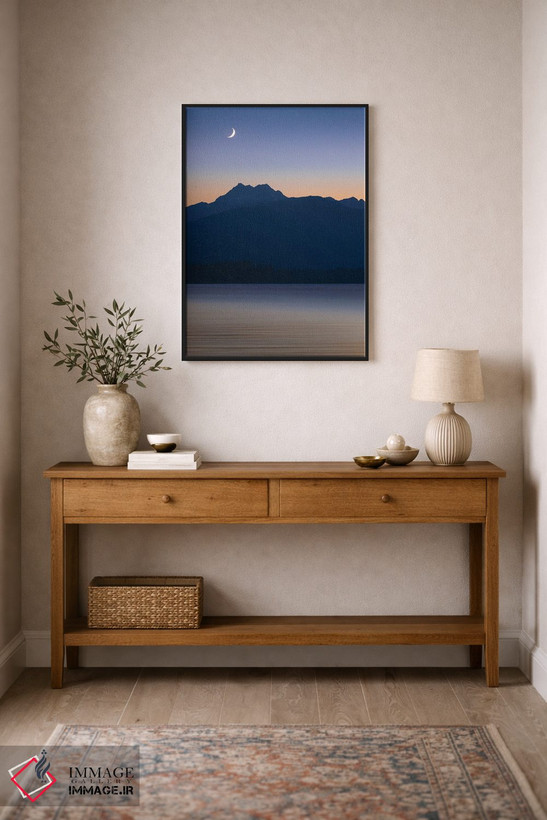 تابلو دکوراتیو Washington State, Seabeck. Crescent Moon At Sunset Over Hood… اثر جینز گالری - D2B