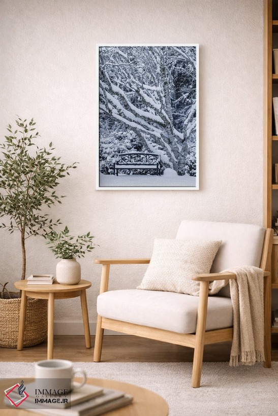 تابلو دکوراتیو Washington State, Seabeck. Snow-Covered Trees And Bench In W… اثر جینز گالری - D5W