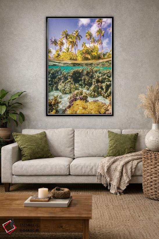 تابلو دکوراتیو Taha'a Under/Above Water Split Of Coral And Palm Trees,ترکیب… اثر جینز گالری - D1B