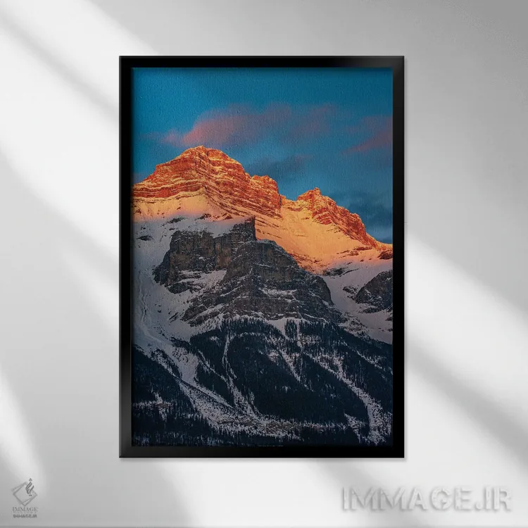 تابلو دکوراتیو کانادا، آلبرتا، پارک ملی بنف. کوه راندل در غروب اثر جینز گالری - نمای قابدار مشکی