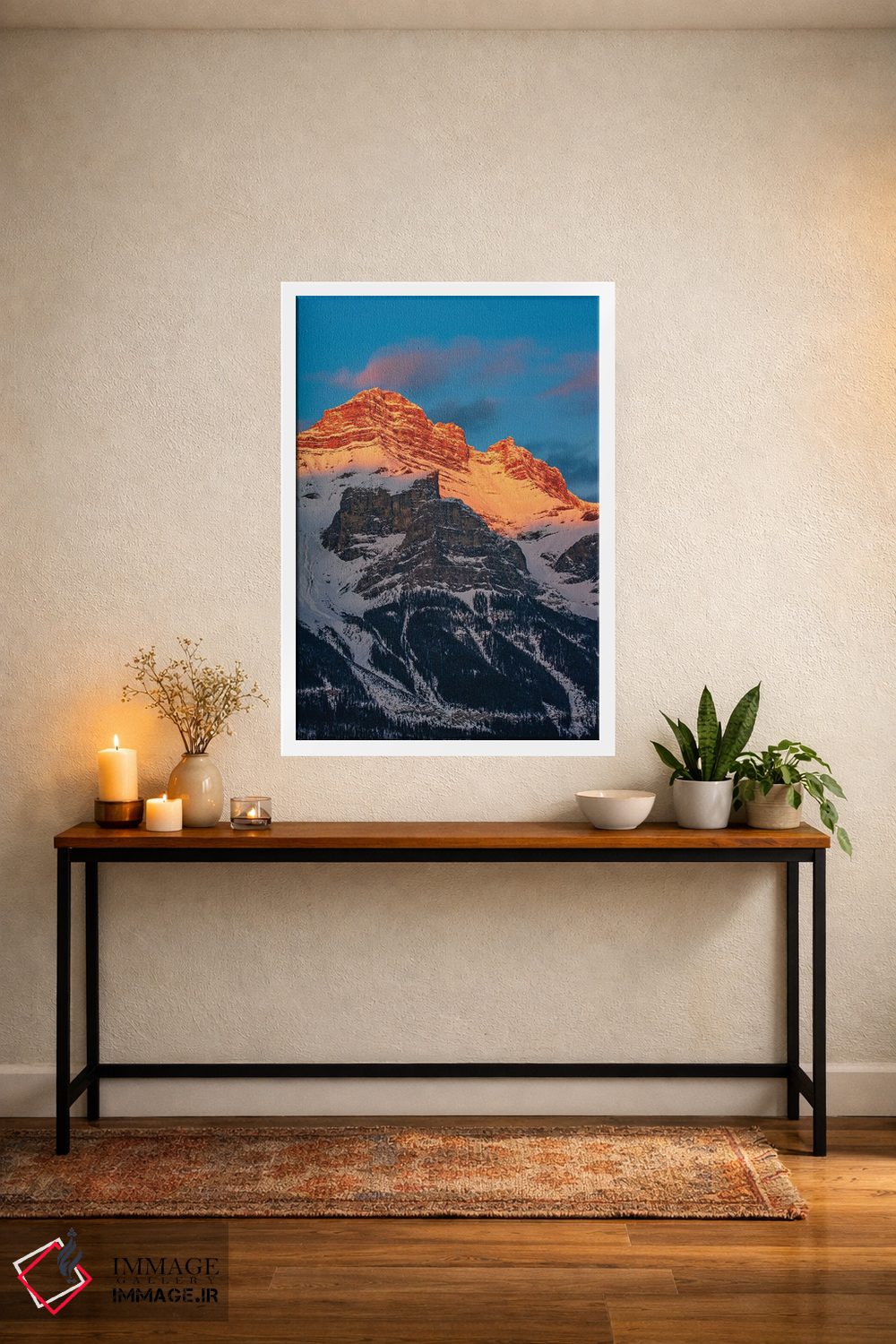 تابلو دکوراتیو کانادا، آلبرتا، پارک ملی بنف. کوه راندل در غروب اثر جینز گالری - D3W