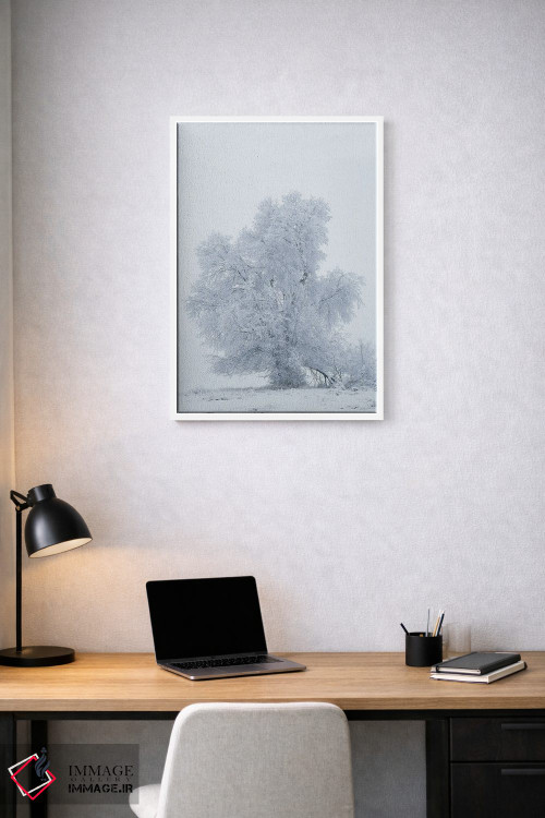 تابلو دکوراتیو آمریکا، مونتانا، کالیسپل. درخت صنوبر در طوفان برفی اثر جینز گالری - D1W