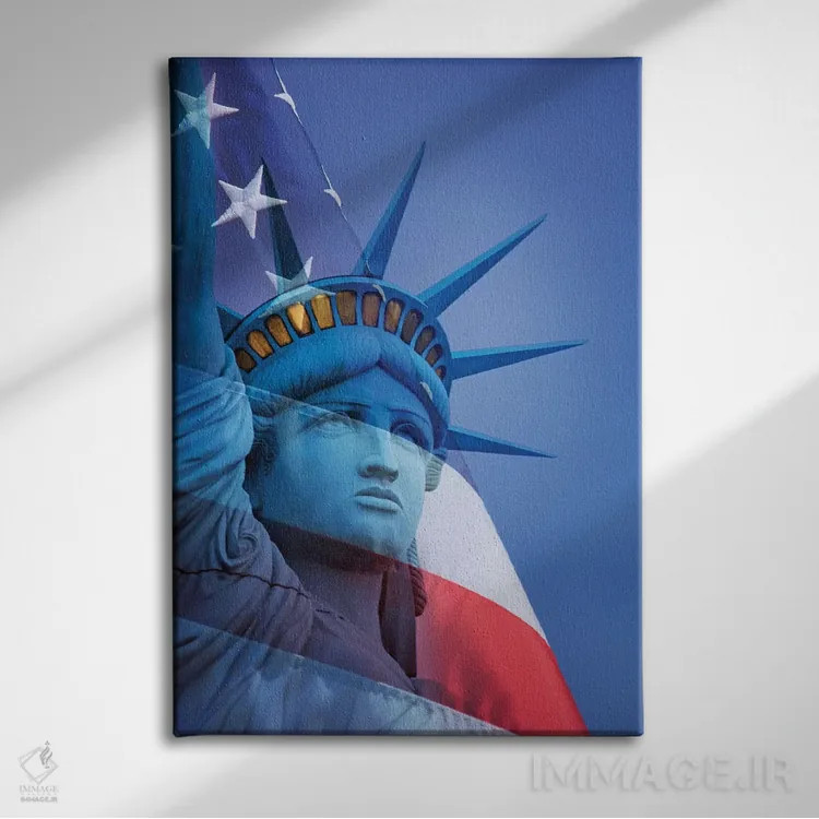 تابلو دکوراتیو آمریکا، نوادا، لاس وگاس. ترکیب تندیس آزادی و پرچم آمریکا اثر جینز گالری - نمای روبهرو روی دیوار