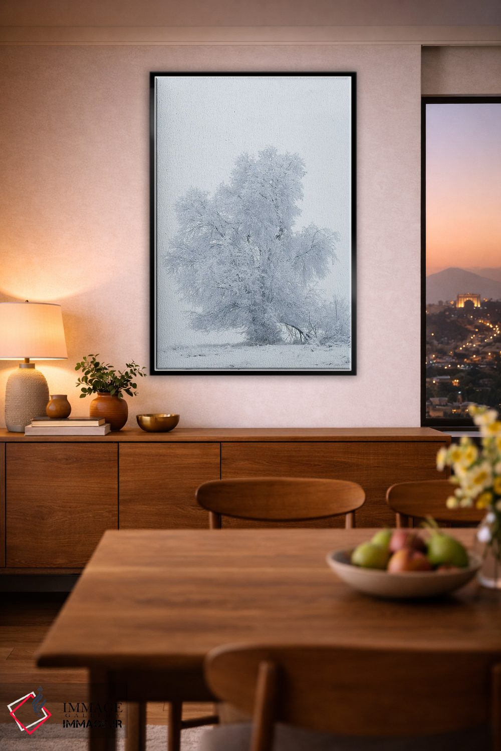 تابلو دکوراتیو آمریکا، مونتانا، کالیسپل. درخت صنوبر در طوفان برفی اثر جینز گالری - D3B