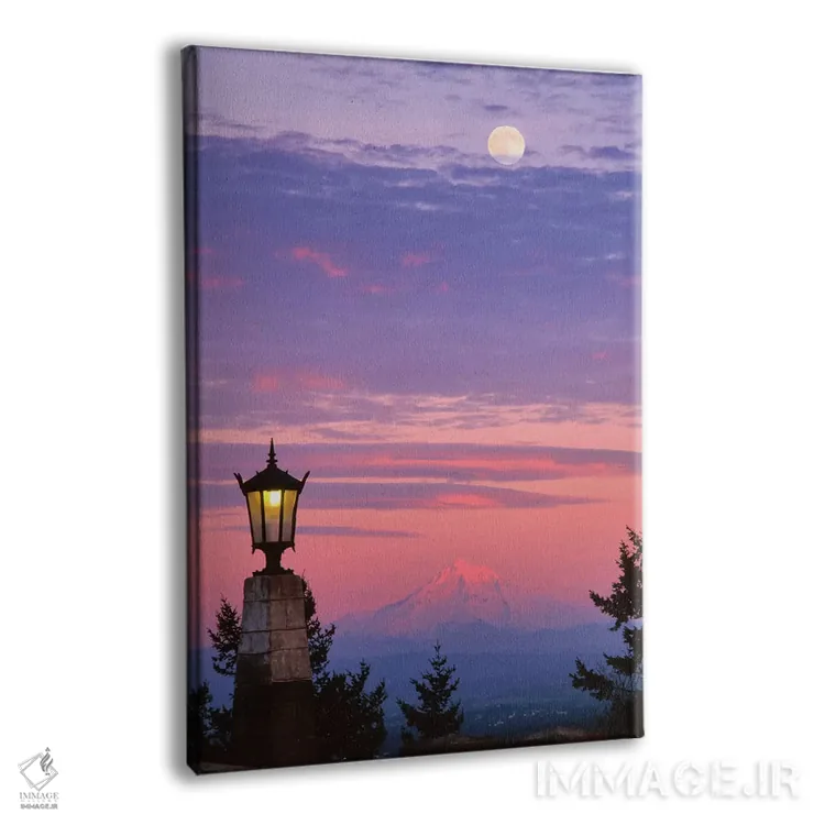 تابلو دکوراتیو آمریکا، اورگان، پورتلند. کوه هود با طلوع ماه هنگام غروب II اثر جینز گالری - نمای پرسپکتیو محصول