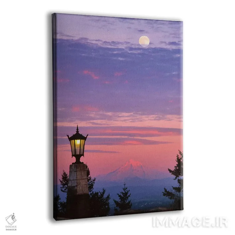تابلو دکوراتیو آمریکا، اورگان، پورتلند. کوه هود با طلوع ماه هنگام غروب II اثر جینز گالری - نمای پرسپکتیو محصول