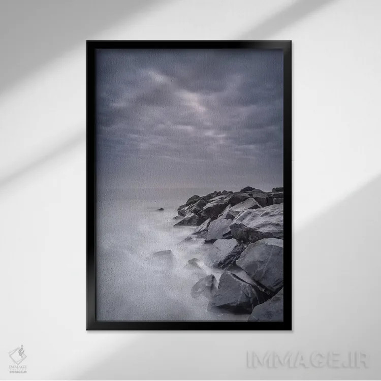 تابلو دکوراتیو آمریکا، نیوجرسی، ساحل ملی کیپ می. منظره ساحلی توفانی اثر جینز گالری - نمای قابدار مشکی