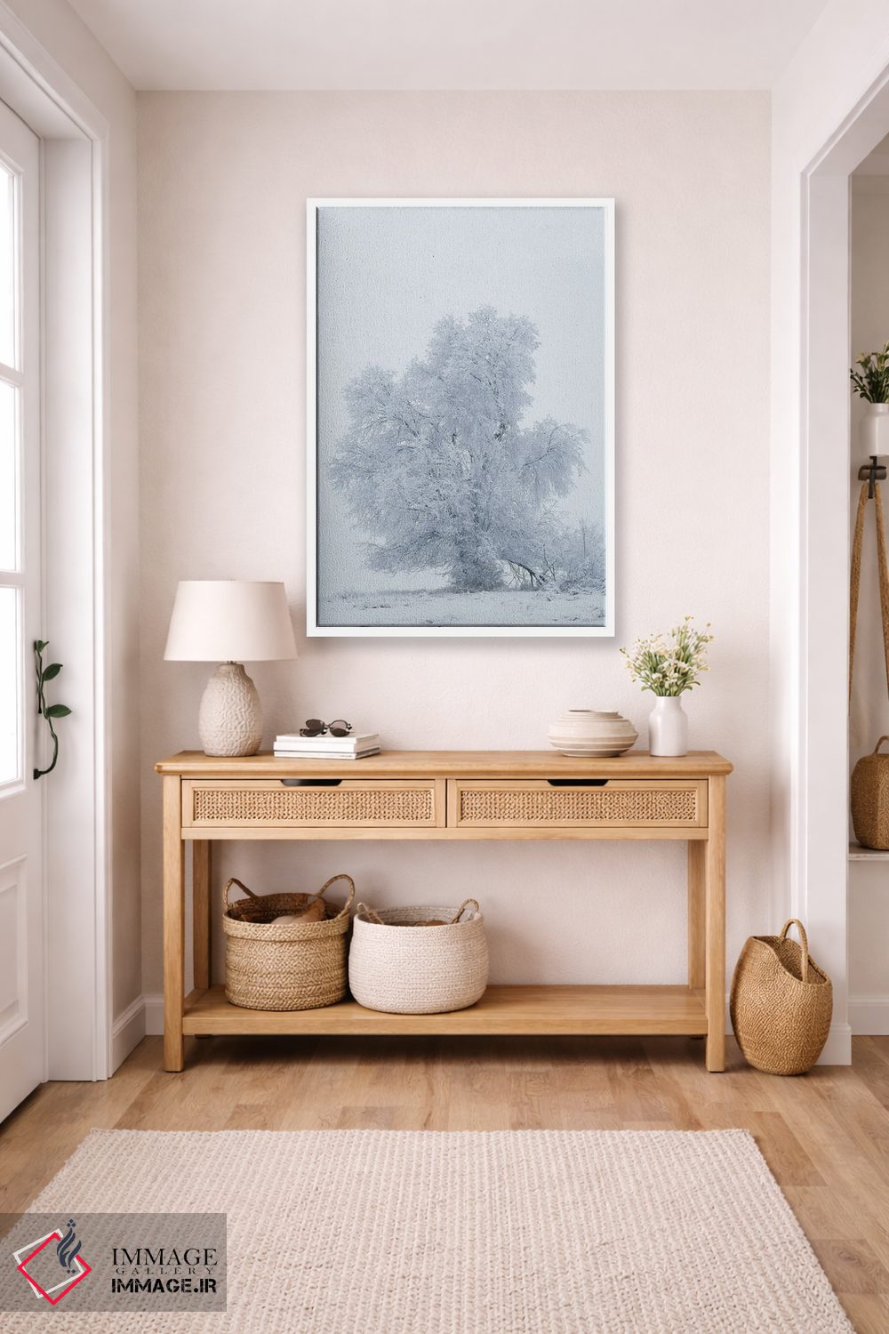 تابلو دکوراتیو آمریکا، مونتانا، کالیسپل. درخت صنوبر در طوفان برفی اثر جینز گالری - D6W