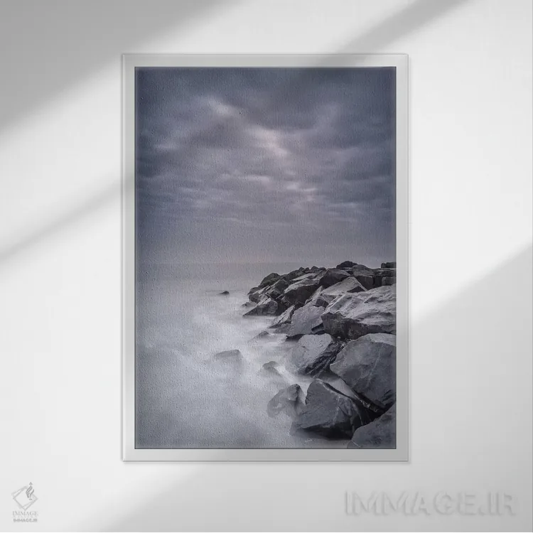 تابلو دکوراتیو آمریکا، نیوجرسی، ساحل ملی کیپ می. منظره ساحلی توفانی اثر جینز گالری - نمای قابدار سفید