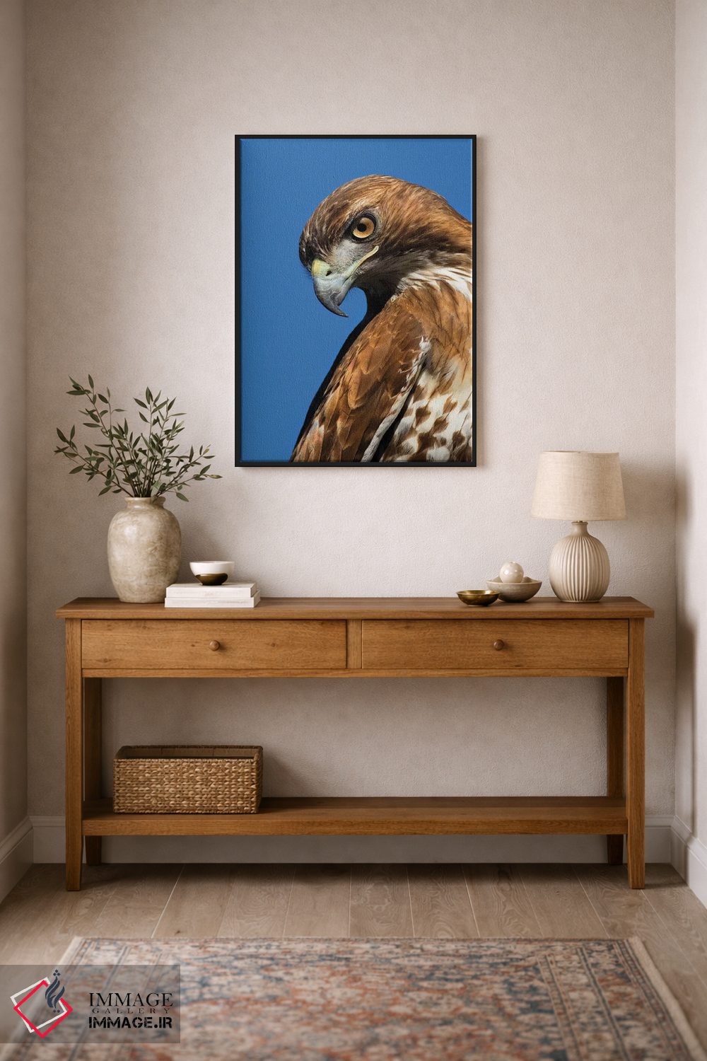 تابلو دکوراتیو آمریکا، کالیفرنیا. پرتره شاهین شانه قرمز اثر جینز گالری - D2B