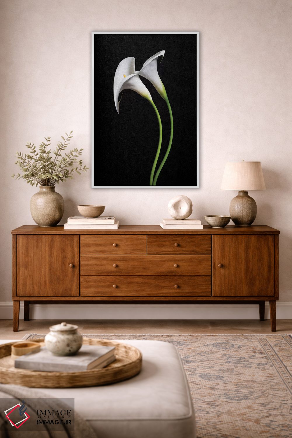 تابلو دکوراتیو آمریکا، کالیفرنیا. دو گل کالا لیلی اثر جینز گالری - D2W