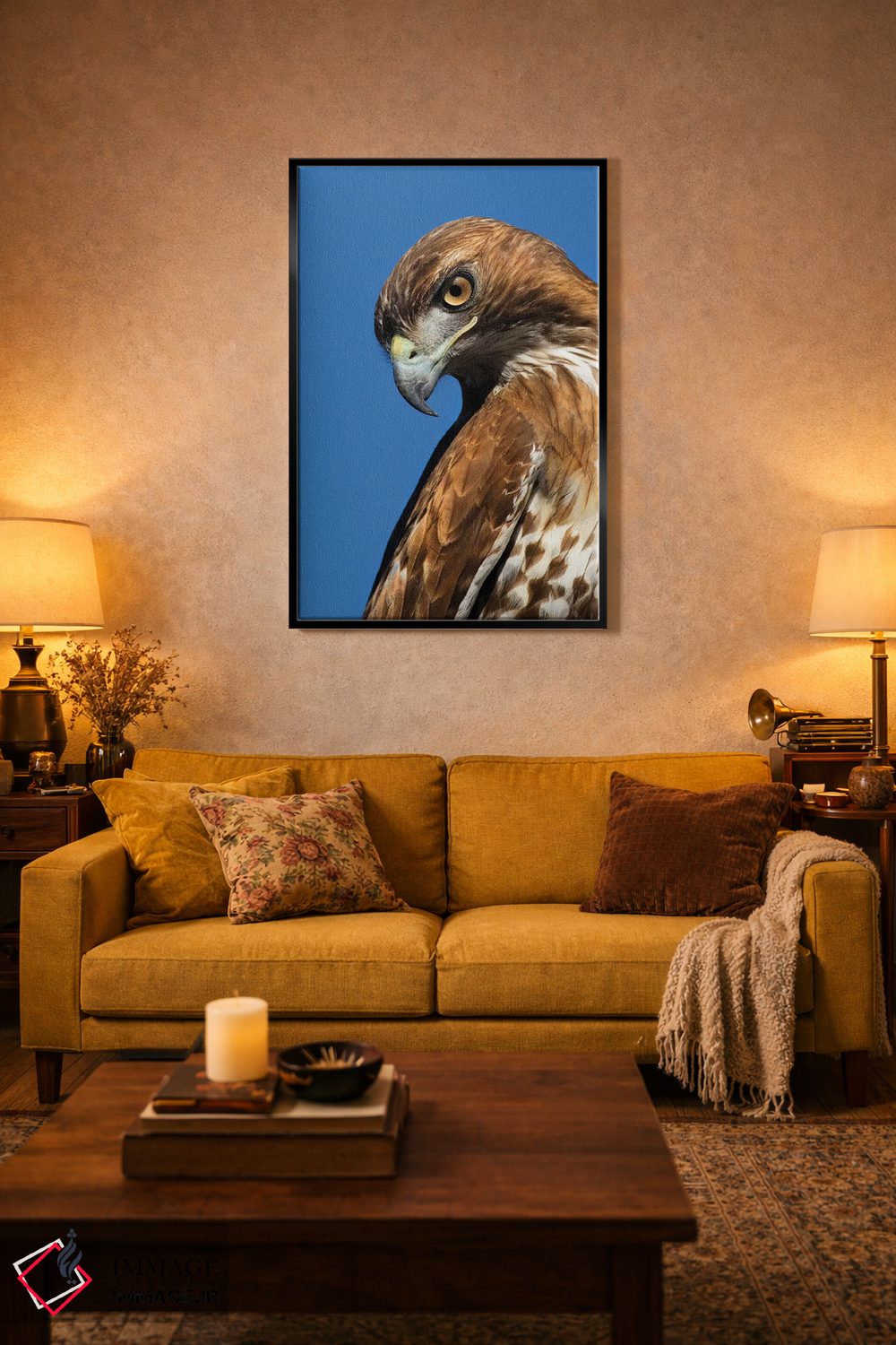 تابلو دکوراتیو آمریکا، کالیفرنیا. پرتره شاهین شانه قرمز اثر جینز گالری - D5B