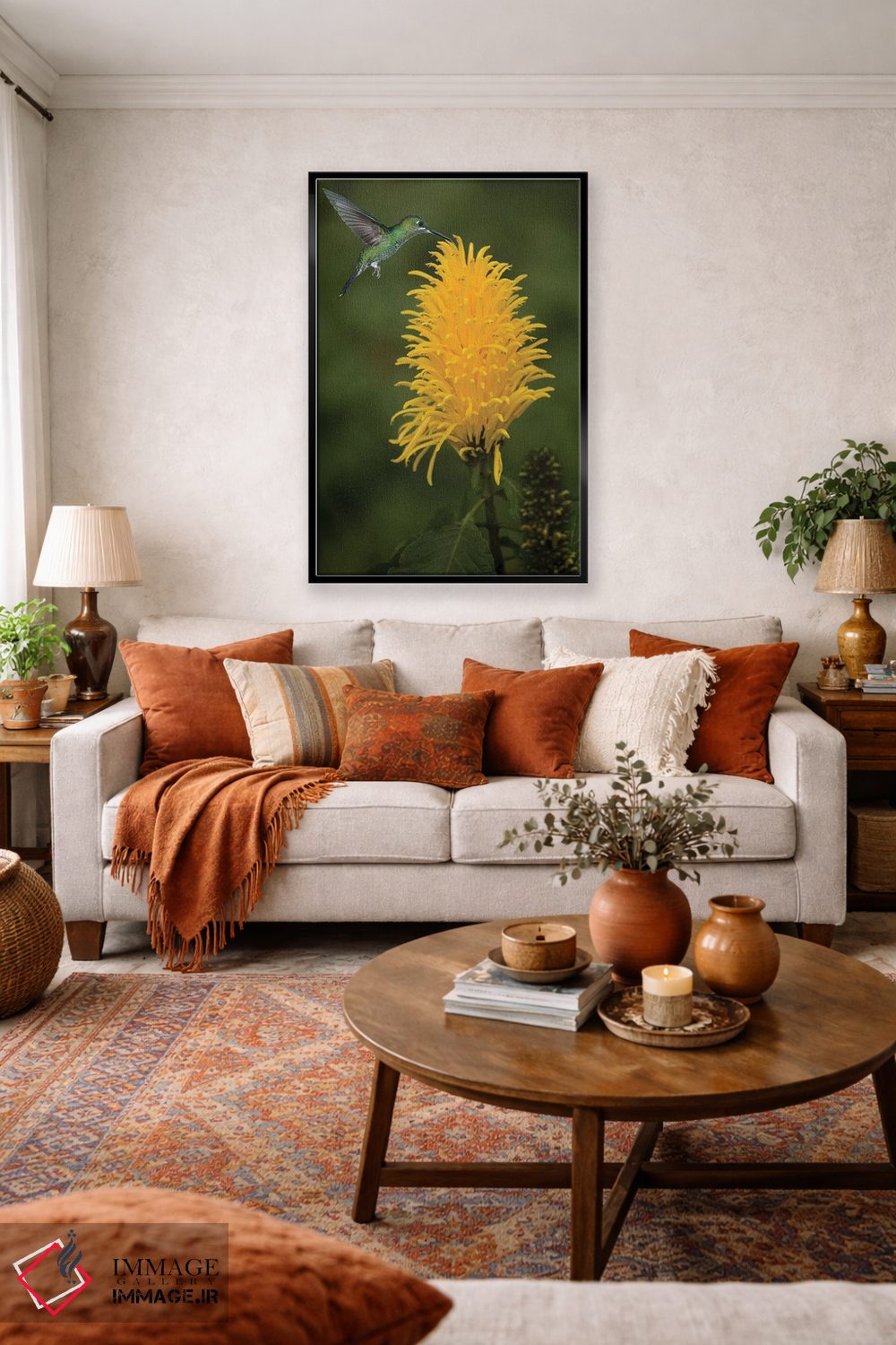 تابلو دکوراتیو کارائیب، کاستاریکا. زنبورک سبز تاج دار در حال تغذیه اثر جینز گالری - D4B