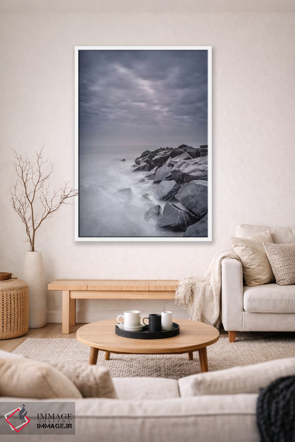 تابلو دکوراتیو آمریکا، نیوجرسی، ساحل ملی کیپ می. منظره ساحلی توفانی اثر جینز گالری - D1W