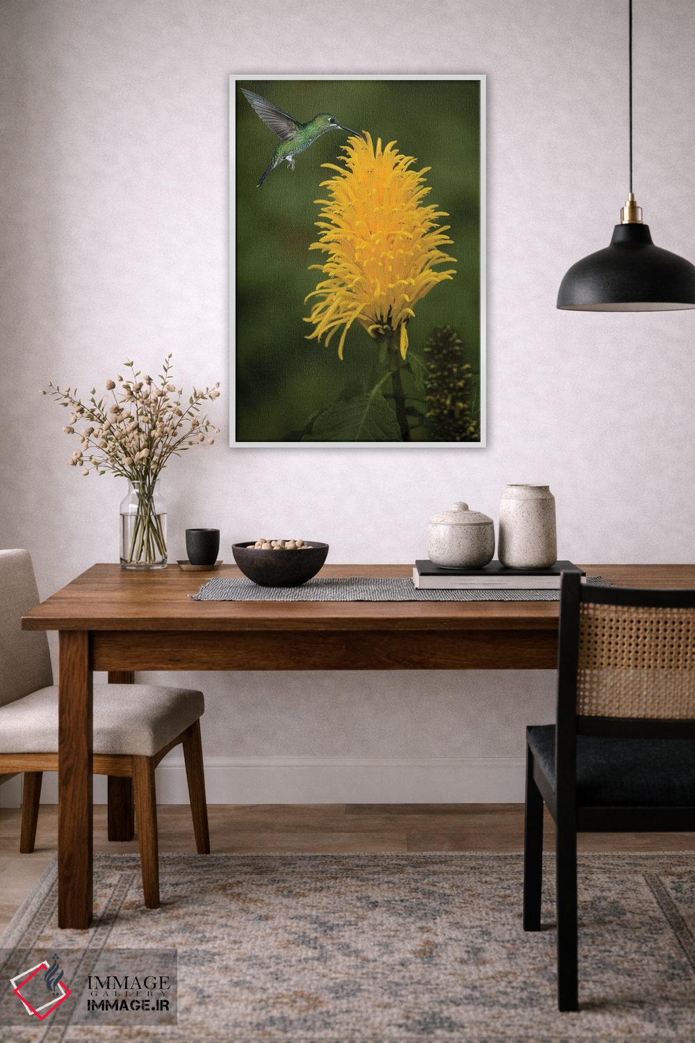 تابلو دکوراتیو کارائیب، کاستاریکا. زنبورک سبز تاج دار در حال تغذیه اثر جینز گالری - D2W
