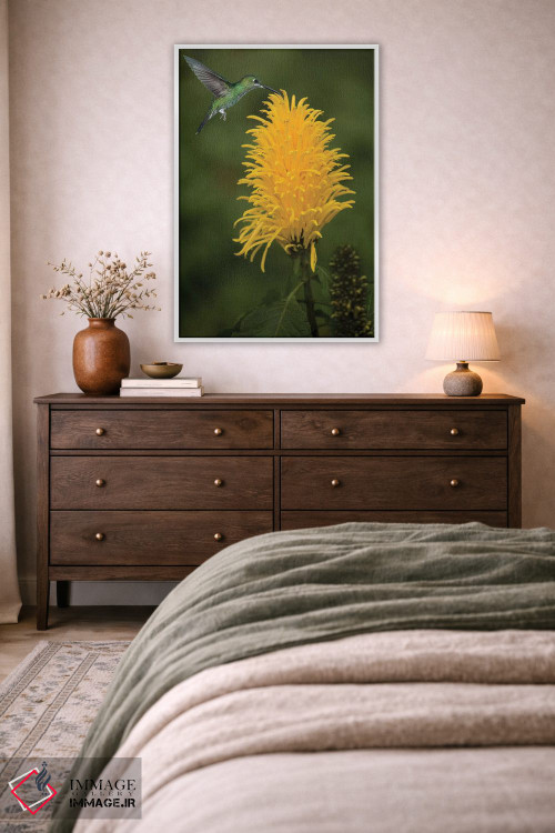 تابلو دکوراتیو کارائیب، کاستاریکا. زنبورک سبز تاج دار در حال تغذیه اثر جینز گالری - D3W