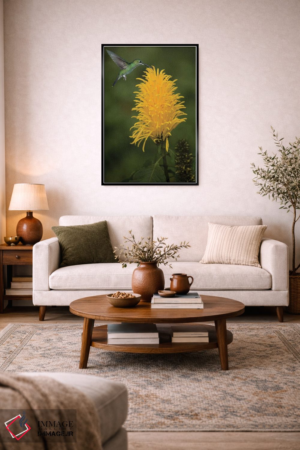 تابلو دکوراتیو کارائیب، کاستاریکا. زنبورک سبز تاج دار در حال تغذیه اثر جینز گالری - D5B