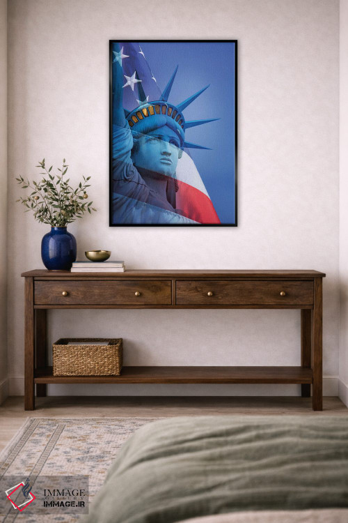 تابلو دکوراتیو آمریکا، نوادا، لاس وگاس. ترکیب تندیس آزادی و پرچم آمریکا اثر جینز گالری - D4B
