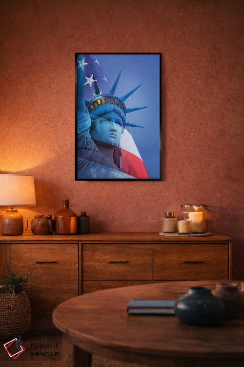 تابلو دکوراتیو آمریکا، نوادا، لاس وگاس. ترکیب تندیس آزادی و پرچم آمریکا اثر جینز گالری - D5B