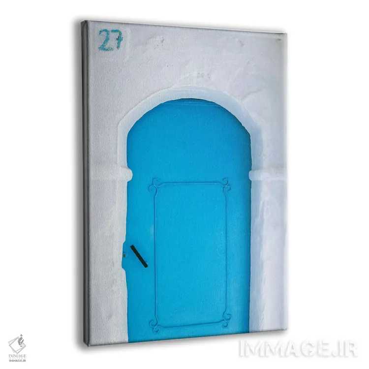 تابلو دکوراتیو Morocco, Chefchaouen. Blue door in white building.,آفریقا، م… اثر جینز گالری - نمای پرسپکتیو محصول