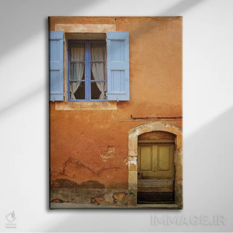 تابلو دکوراتیو Provence, Roussillon. Weathered window and door of house.,فر… اثر جینز گالری - نمای روبهرو روی دیوار