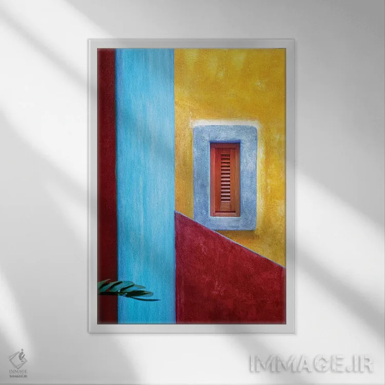 تابلو دکوراتیو Costalegre. Colorful hotel walls.,مکزیک، کوستالگره. دیوارهای… اثر جینز گالری - نمای قابدار سفید