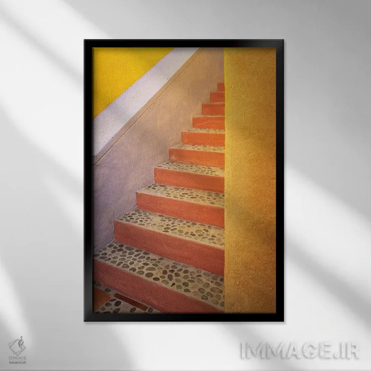 تابلو دکوراتیو Costalegre. Colorful stone stairs.,مکزیک، کوستالگره. پله های… اثر جینز گالری - نمای قابدار مشکی