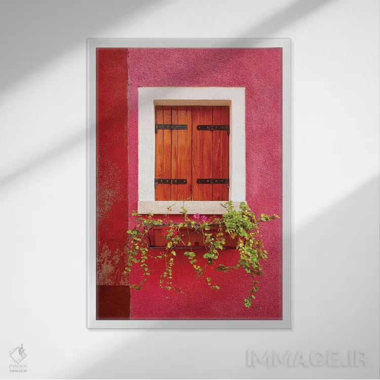 تابلو دکوراتیو Burano. Colorful window and walls.,ایتالیا، بورانو. پنجره و… اثر جینز گالری - نمای قابدار سفید