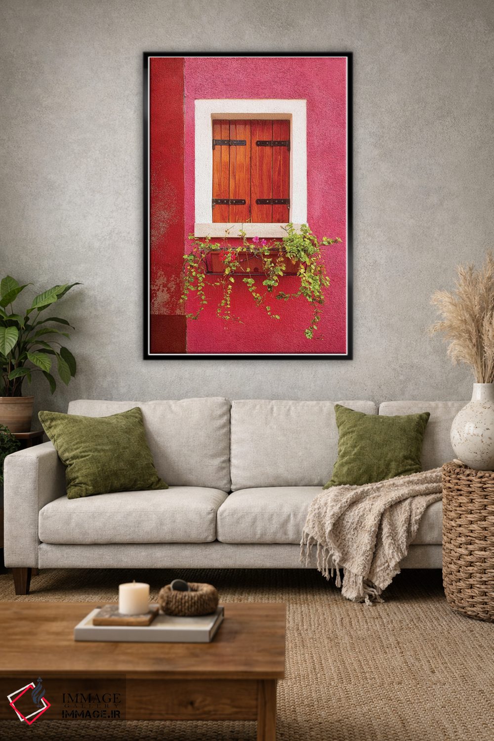 تابلو دکوراتیو Burano. Colorful window and walls.,ایتالیا، بورانو. پنجره و… اثر جینز گالری - D1B