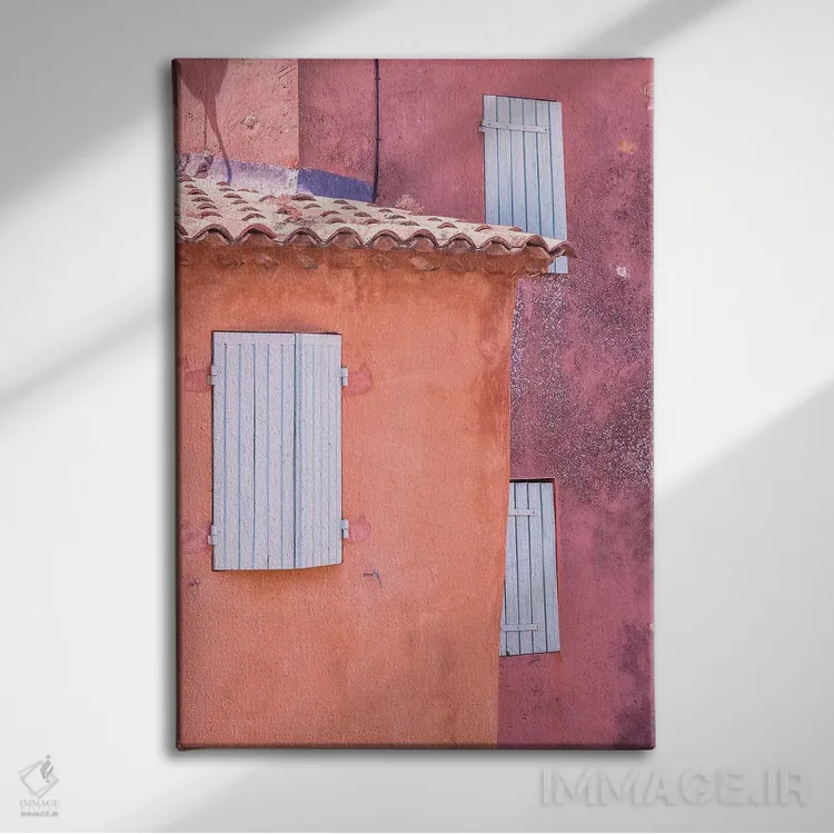 تابلو دکوراتیو Provence, Roussillon. Window shutters in buildings.,فرانسه… اثر جینز گالری - نمای روبهرو روی دیوار