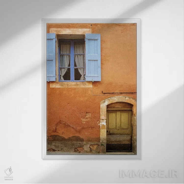 تابلو دکوراتیو Provence, Roussillon. Weathered window and door of house.,فر… اثر جینز گالری - نمای قابدار سفید