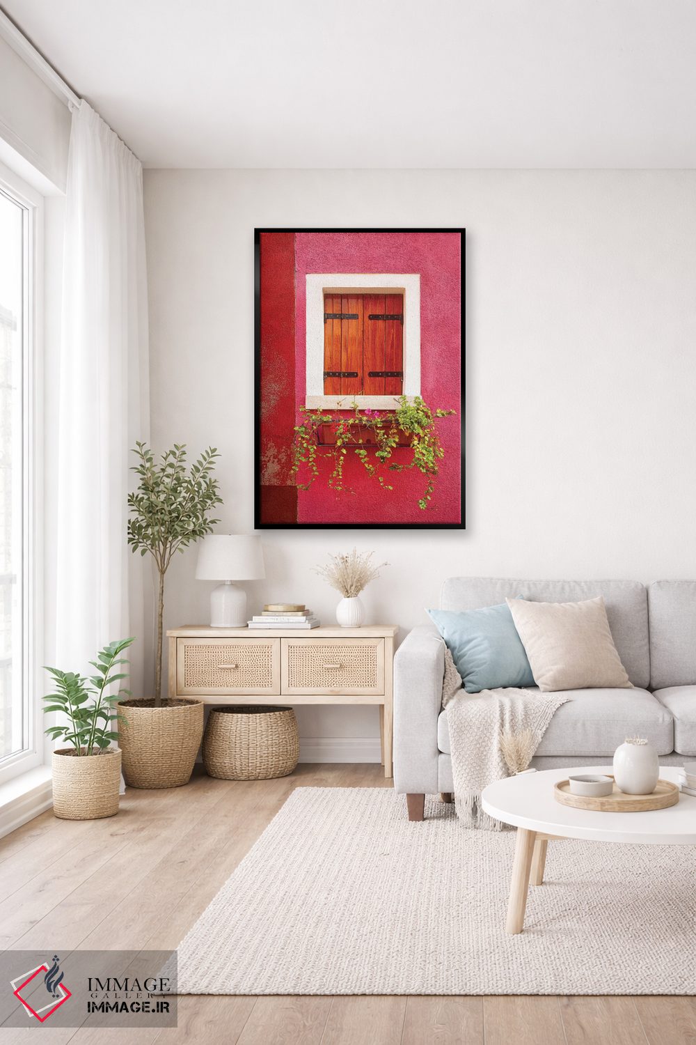 تابلو دکوراتیو Burano. Colorful window and walls.,ایتالیا، بورانو. پنجره و… اثر جینز گالری - D4B